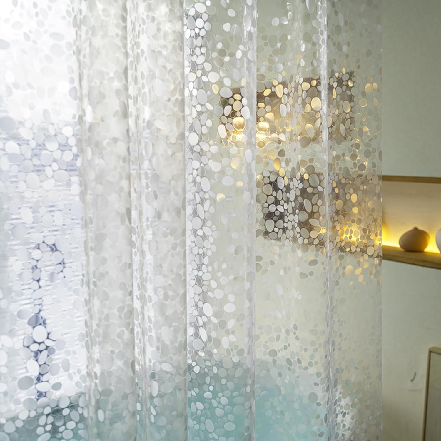Tonnali Extra Long EVA Shower Curtain Liner | 75-Inch Weighted Pebble