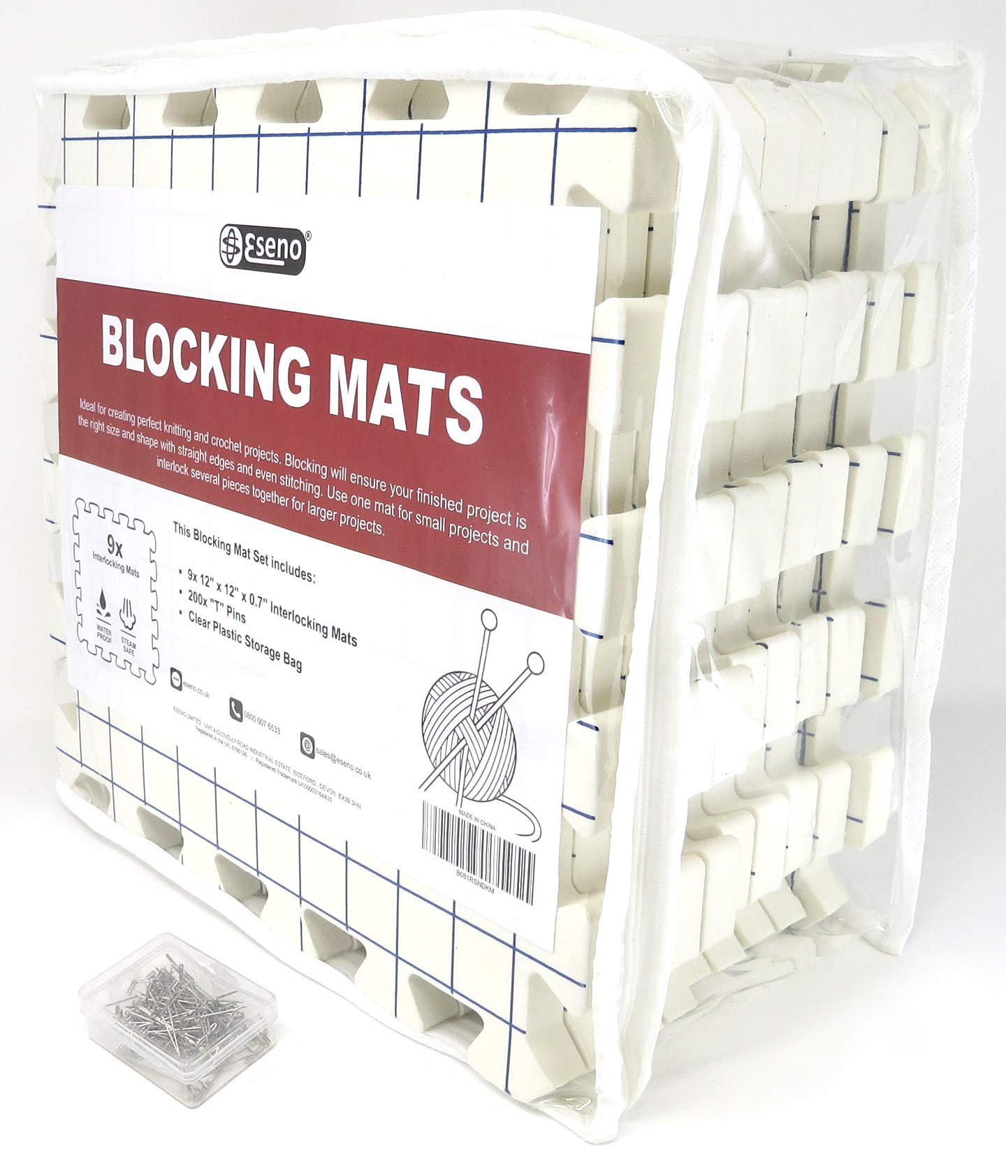 Eseno 9pc Blocking Mats for Knitting & Crochet - 12x12 Extra Thick Set