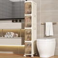 Tronkle 4-Tier Slim Bathroom Storage Cabinet | Foldable Rolling Organizer