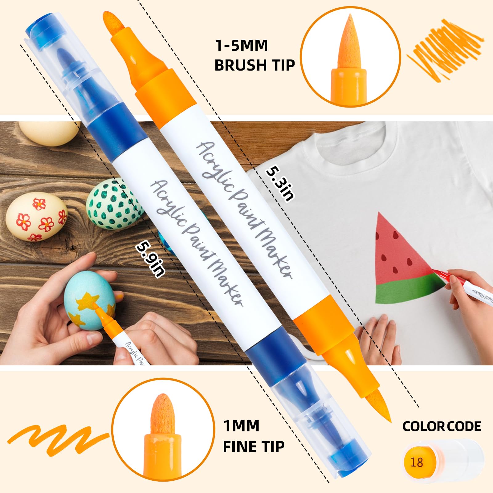 Jolof Store 80 Color Dual Tip Acrylic Paint Pens with App for Rock Painting