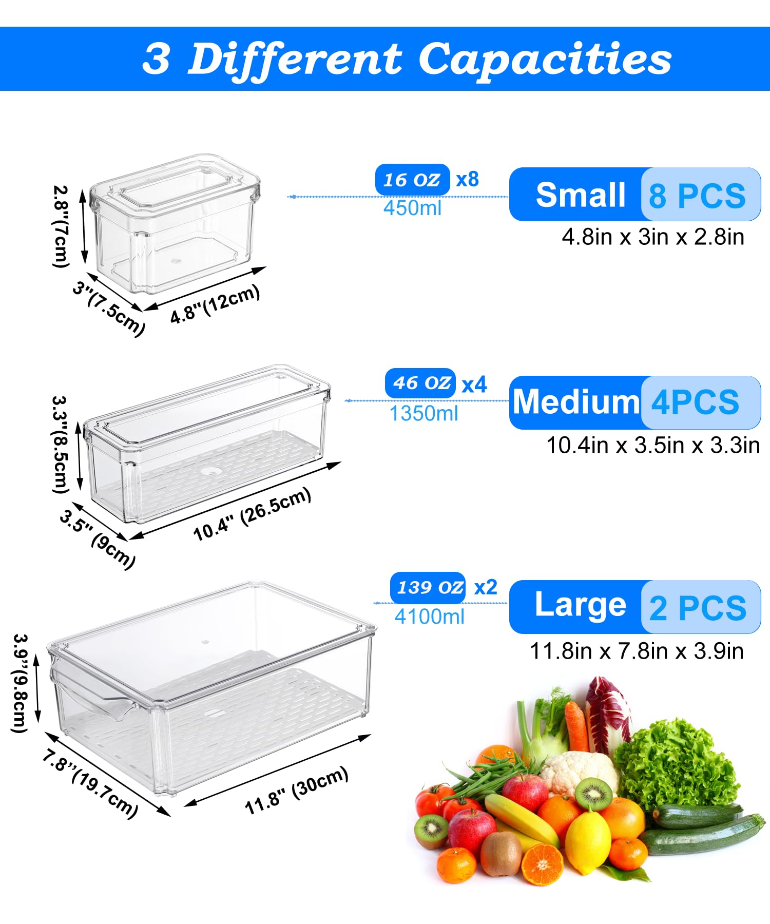 KUMD 14 Pack Fridge Organisers | Stackable BPA-Free Storage Containers