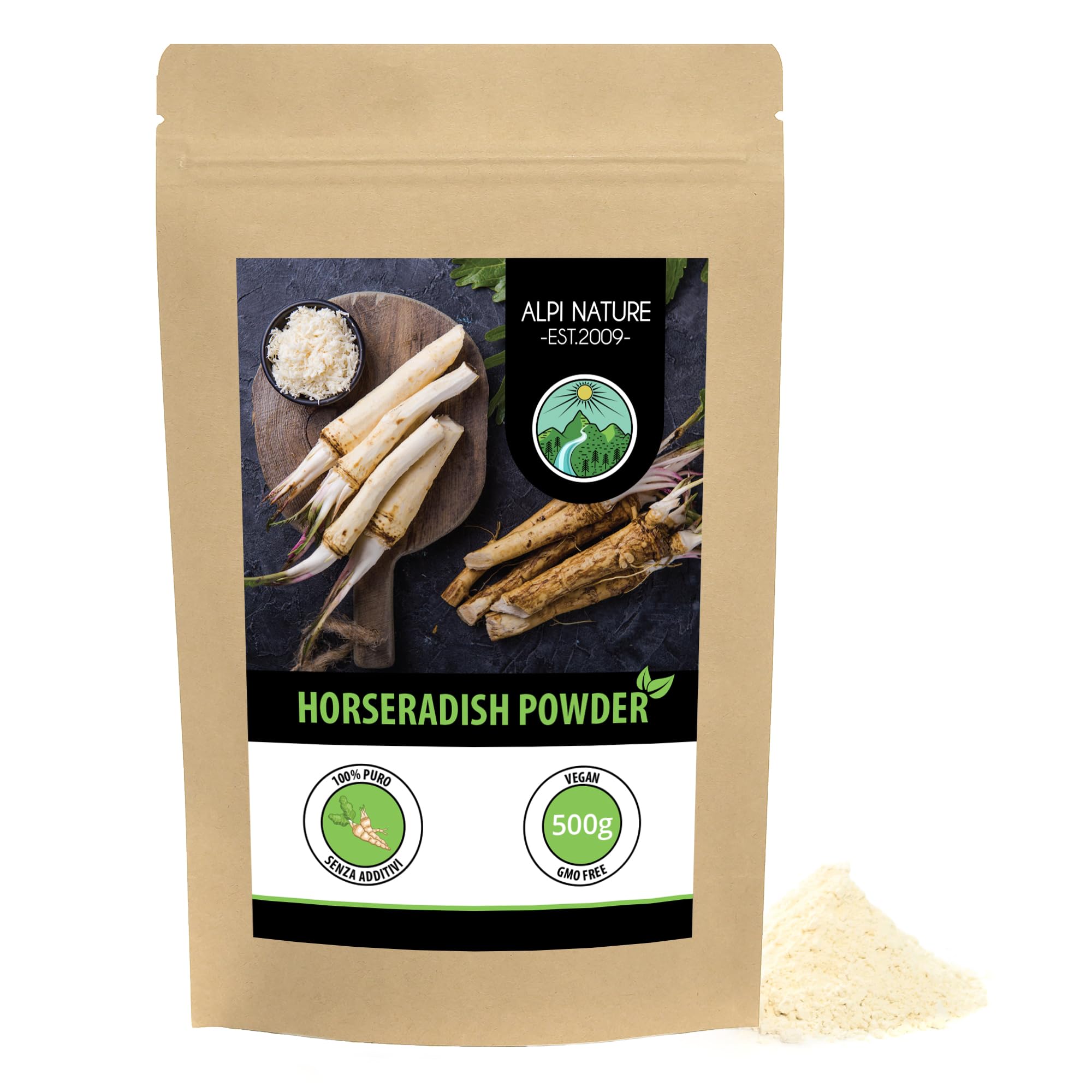 Alpi Nature Ground Horseradish Root Powder - Dried Spice Seasoning, 500g