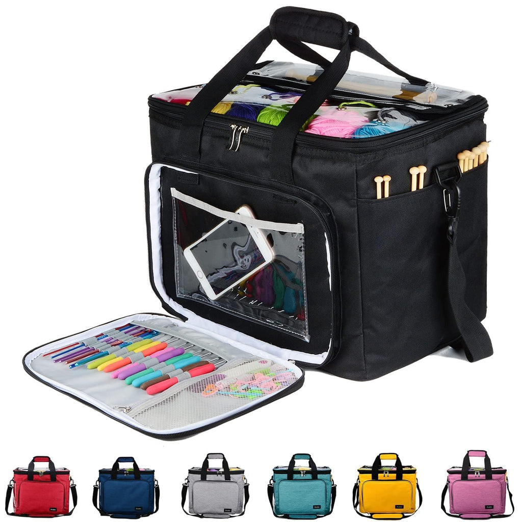 Hoshin Knitting Bag | Large Yarn Storage Tote with Shoulder Strap & Divider