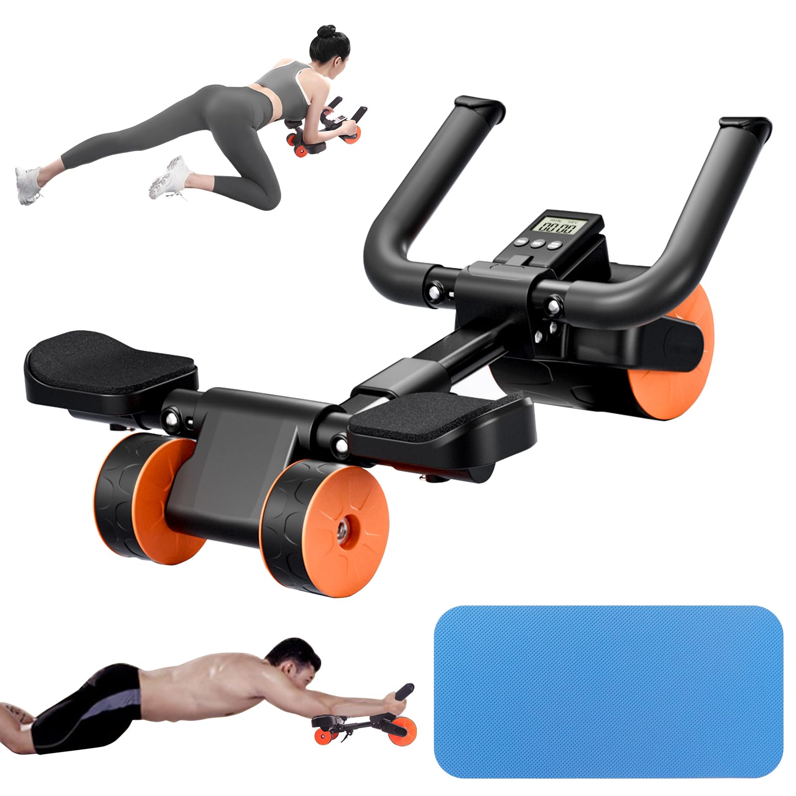 Bnlei Automatic Rebound Ab Roller with Elbow Support, Timer and Mat