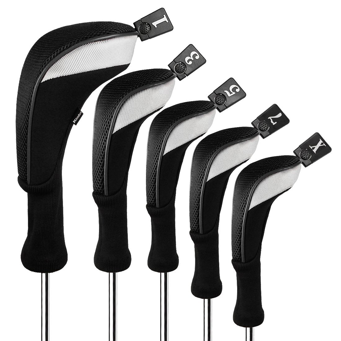 Andux Golf Club Head Covers - 5pc Set for 460cc Driver & Fairway Wood