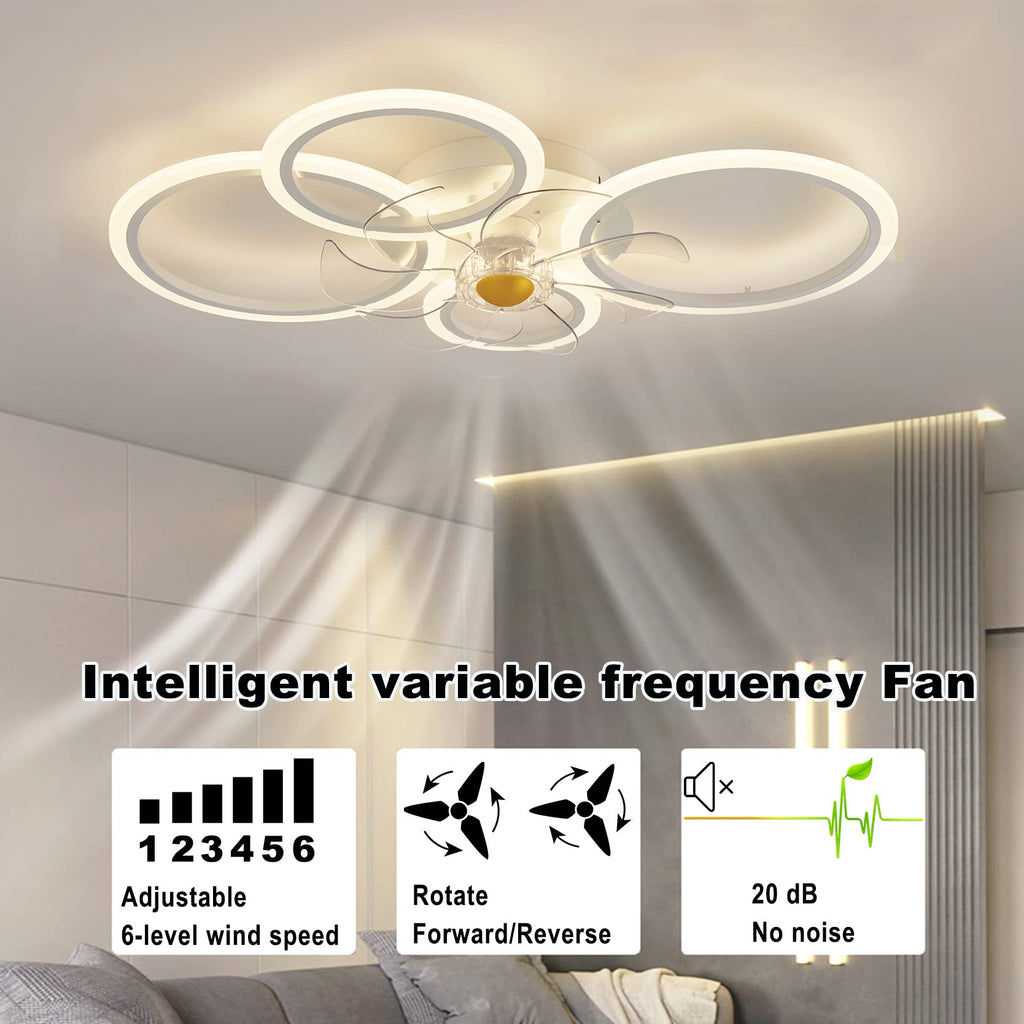 WODA Shang Mao Ceiling Fan with Light – Dimmable LED, 6-Speed, White