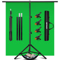 Heysliy Green Screen Background with Stand - 6.5x6.5ft Chroma Key Kit