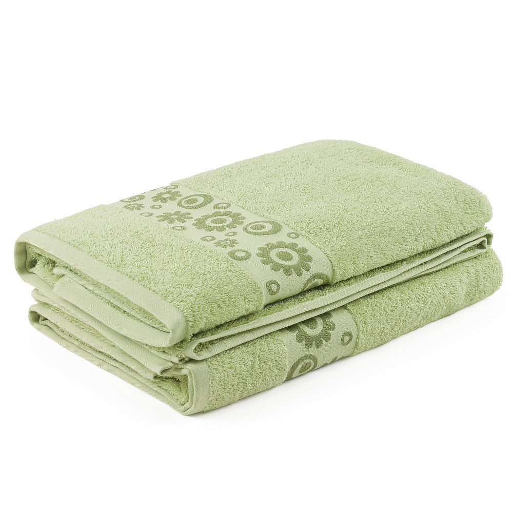 Go West Floral Jacquard Bath Towels - 100% Combed Cotton, 2 Pack