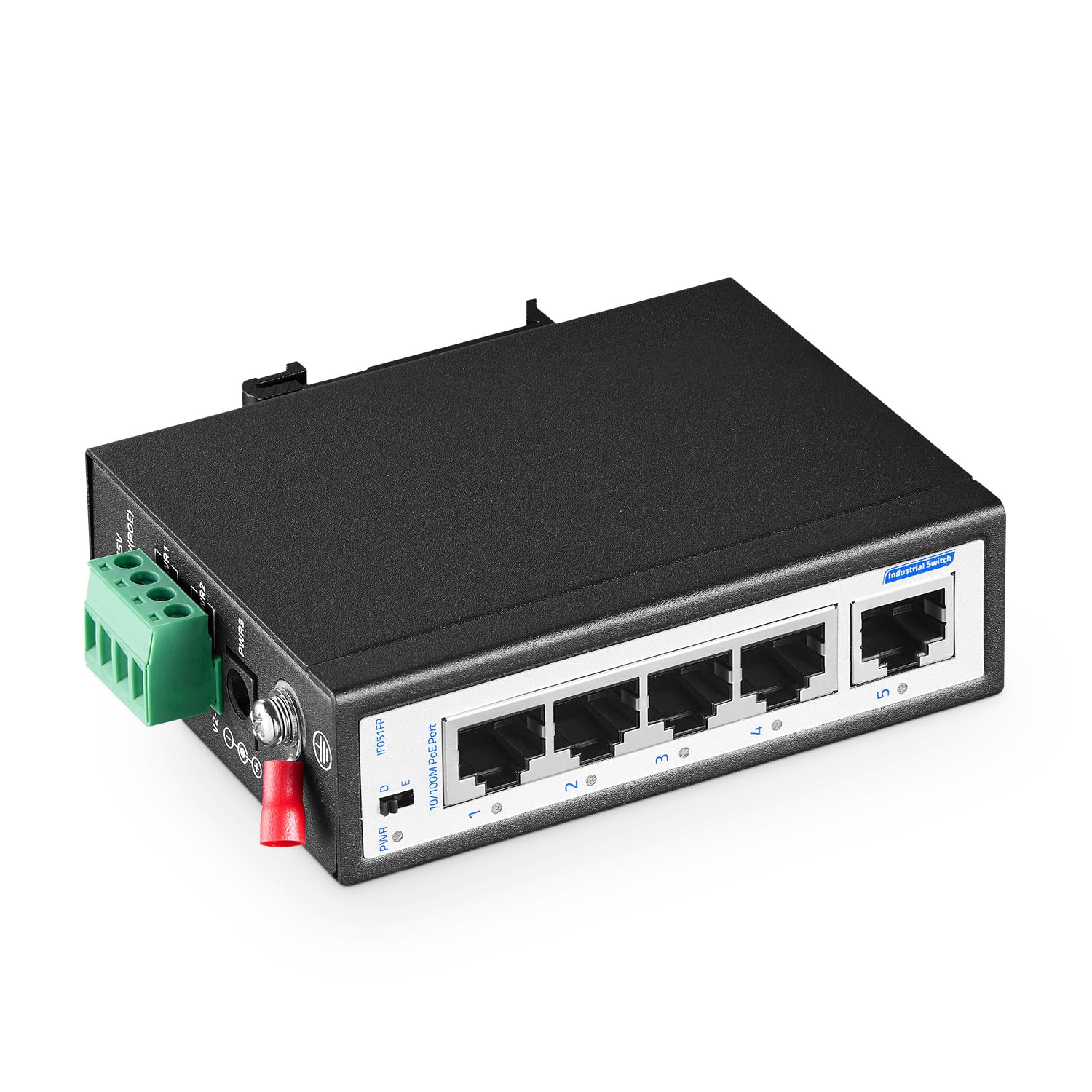 YuLinca 5-Port Industrial PoE+ Switch | 10/100Mbps Aluminum Network Hub