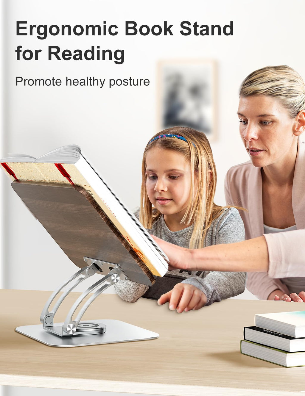 Tounee Adjustable Book Stand – 360 Swivel Foldable Holder for Reading