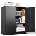Metal Storage Cabinet, 90cm Locking Storage Cabinet with Doors & Shelves, Steel Storage Cabinet with 2 Adjustable Shelves for Garage, Home, Office