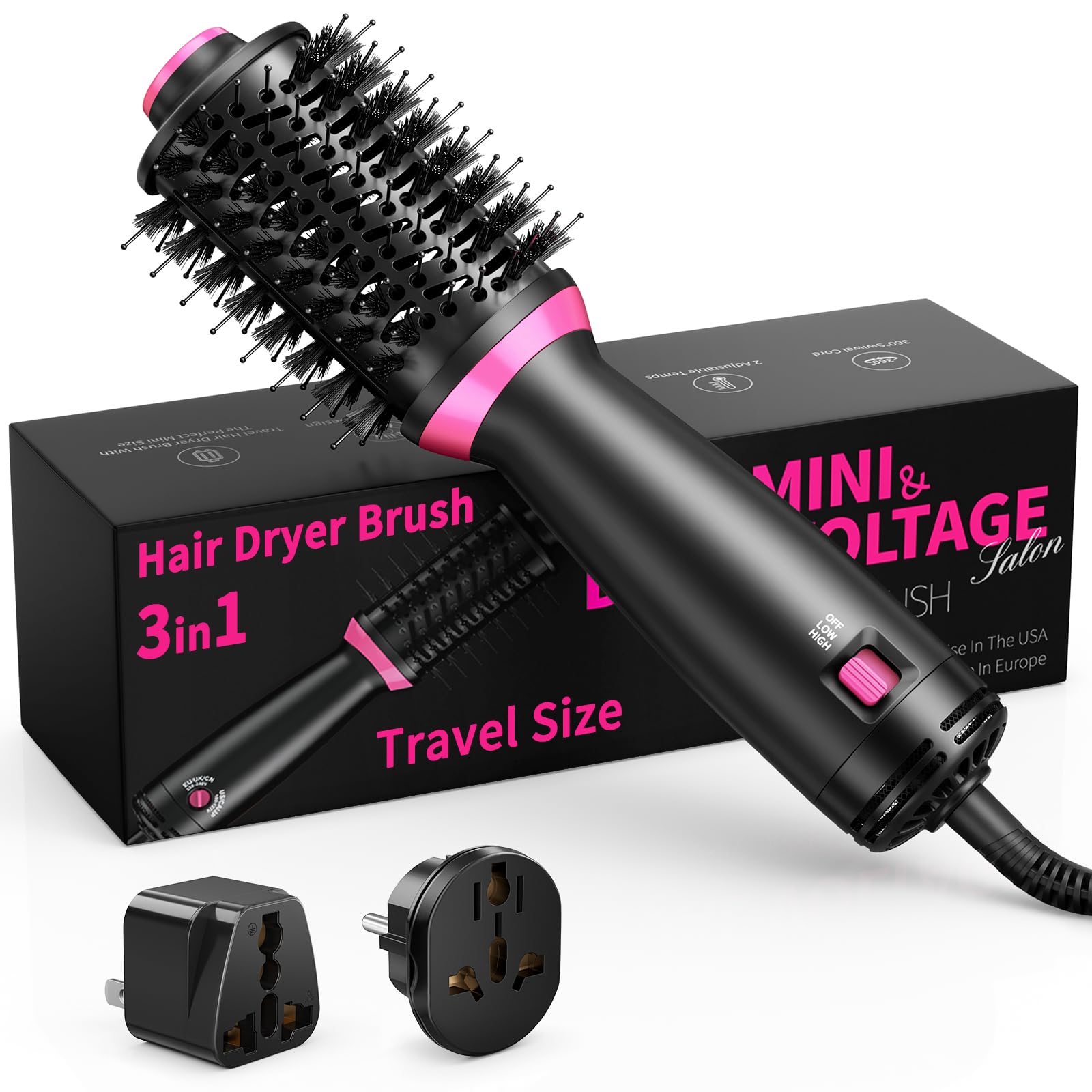 ONEWEST 3-in-1 Hair Dryer Brush | Dual Voltage Ionic One-Step Styler