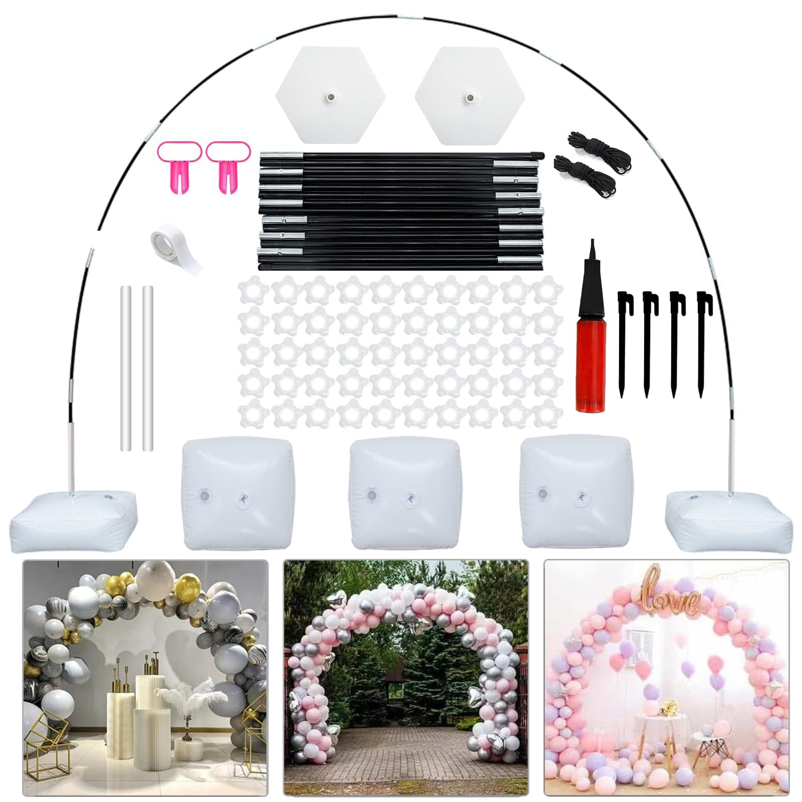 MUAEEOK 10ft Adjustable Balloon Arch Kit | Reusable Stand with Water Base