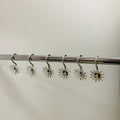 Sun Shaped Chrome Shower Curtain Hooks & Rings - 12pcs