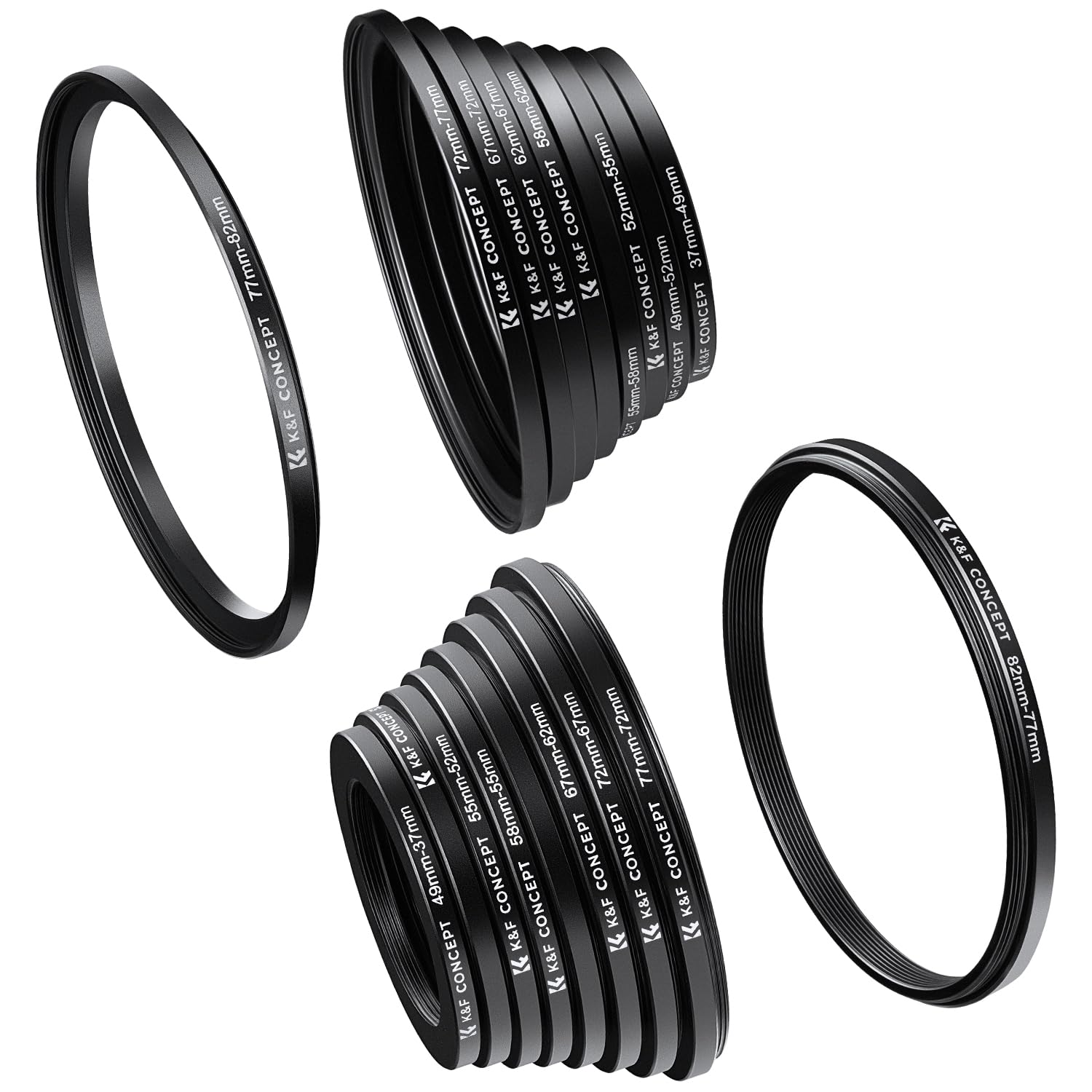 K&F Concept 18PCS Lens Filter Step-Up & Step-Down Adapter Ring Set