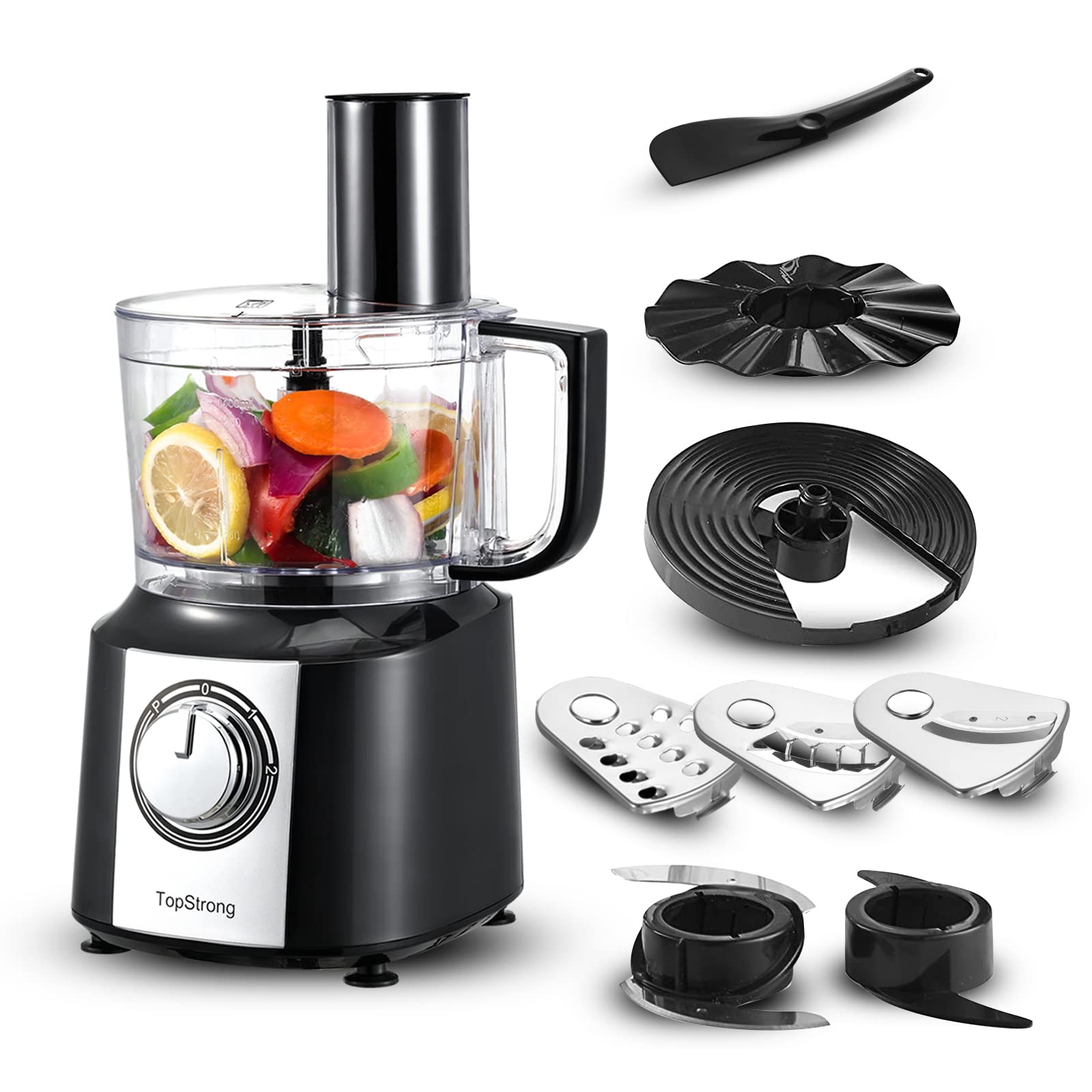TopStrong 6-in-1 Food Processor and Blender – 800W, 2L Mixing Bowl