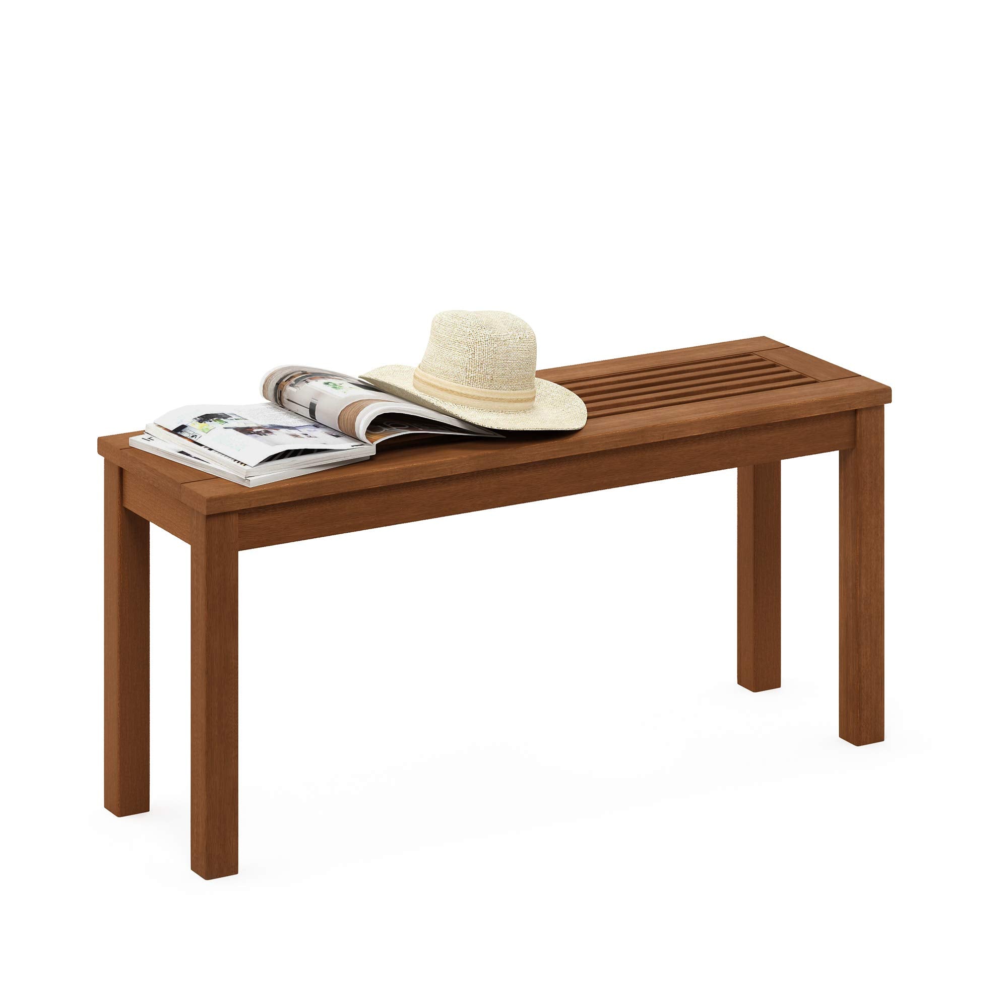 Furinno Hardwood Backless Garden Bench | Meranti Wood with Teak Oil