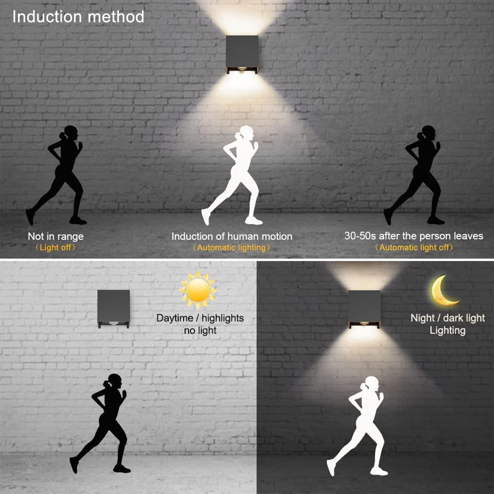 Klighten Outdoor Wall Light with Motion Sensor | IP54 Waterproof - 2 Pack
