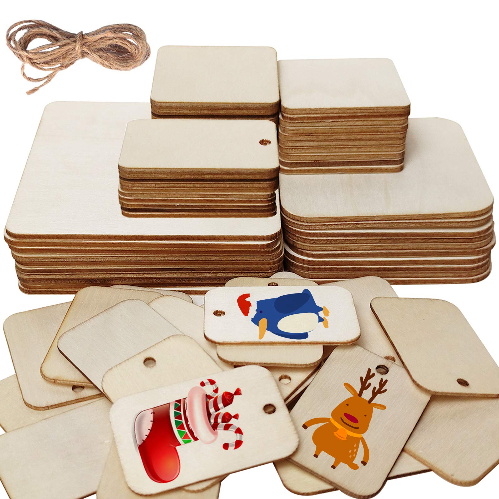 Jolof Store 70 Pcs Unfinished Wood Squares for DIY Crafts & Pyrography