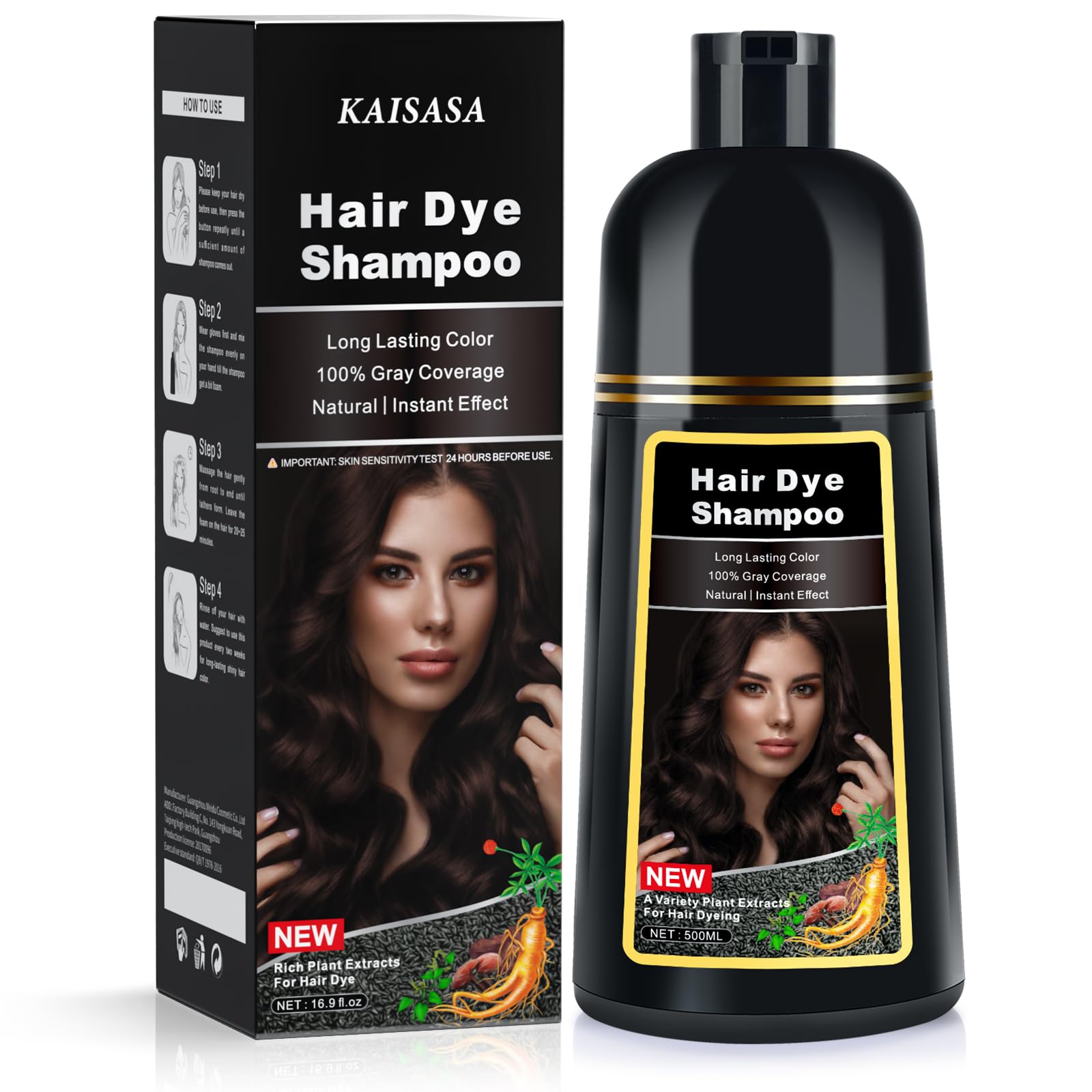 Jolof Store Dark Brown Hair Dye Shampoo | 3-in-1 Gray Coverage (500ml)
