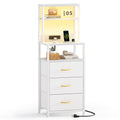 VERMESS Bedside Table with Charging Station and 3 Drawers – White
