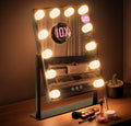 GloBrite Hollywood Vanity Mirror with 12 LED Bulbs – 3 Light Modes, Black