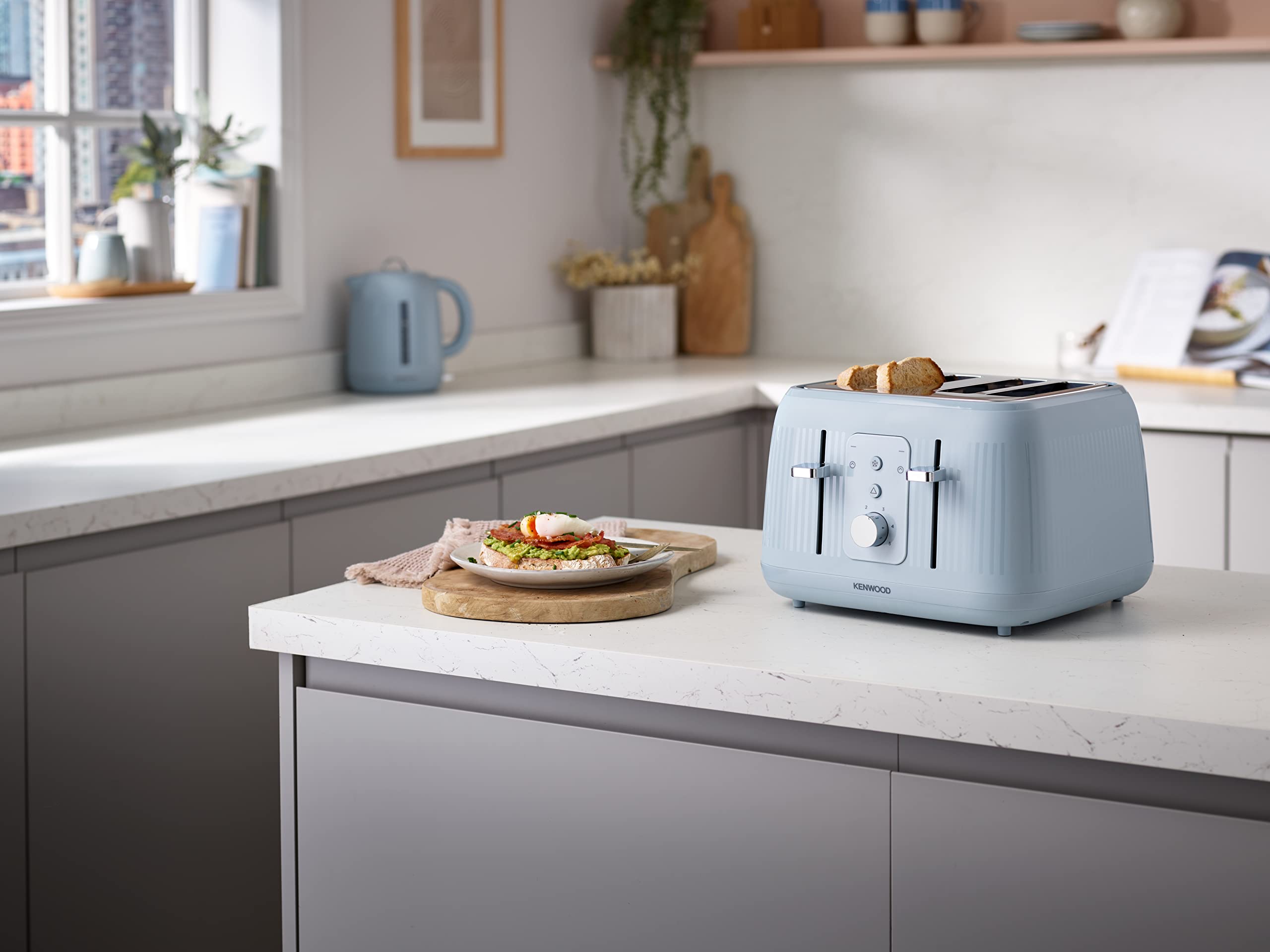 Kenwood Dawn 4-Slot Toaster – 1800W with 5 Browning Levels, Stone Blue