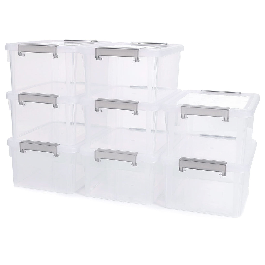 Citylife 8-Pack 3L Clear Plastic Storage Boxes with Lids | Stackable Bins