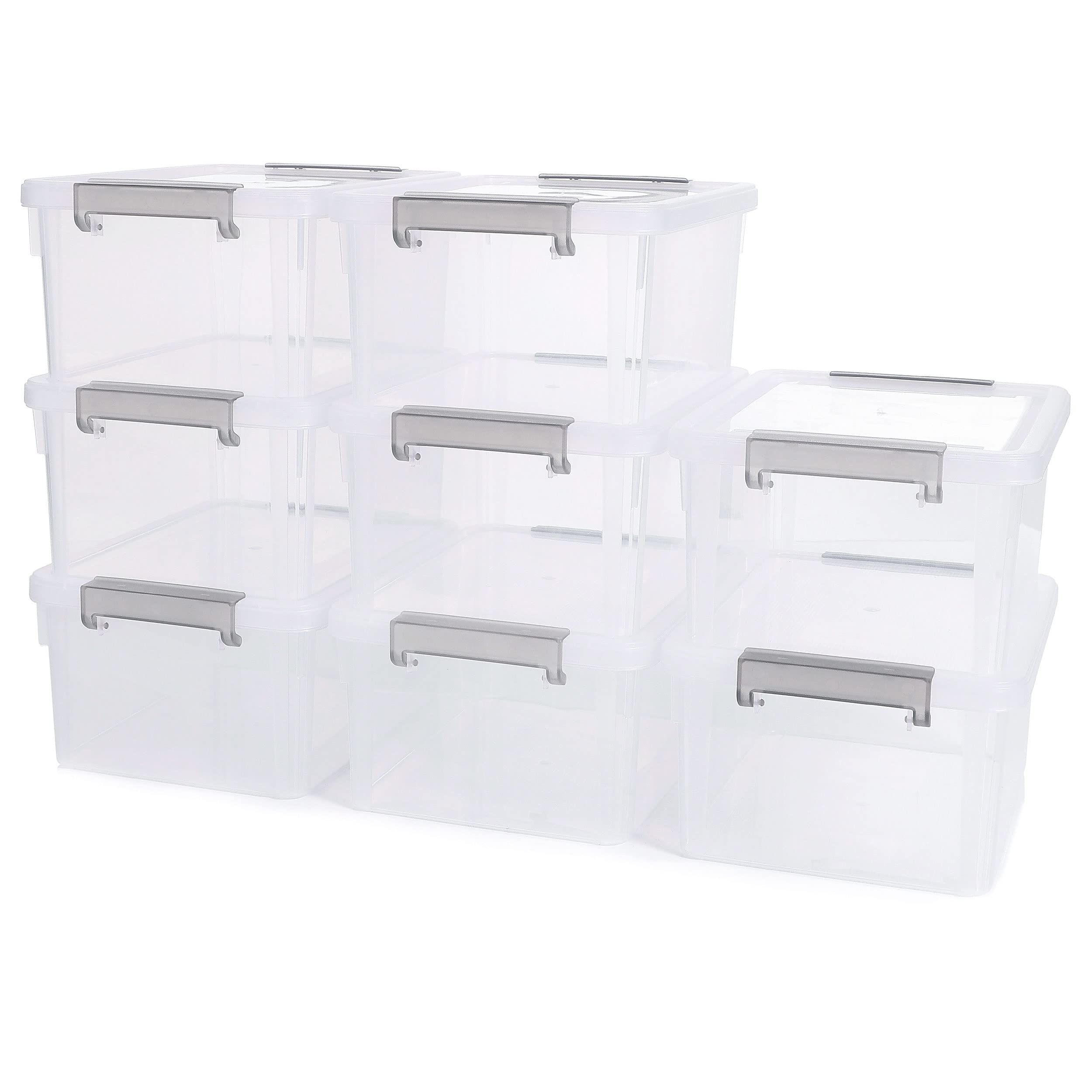 Citylife 8-Pack 3L Clear Plastic Storage Boxes with Lids | Stackable Bins