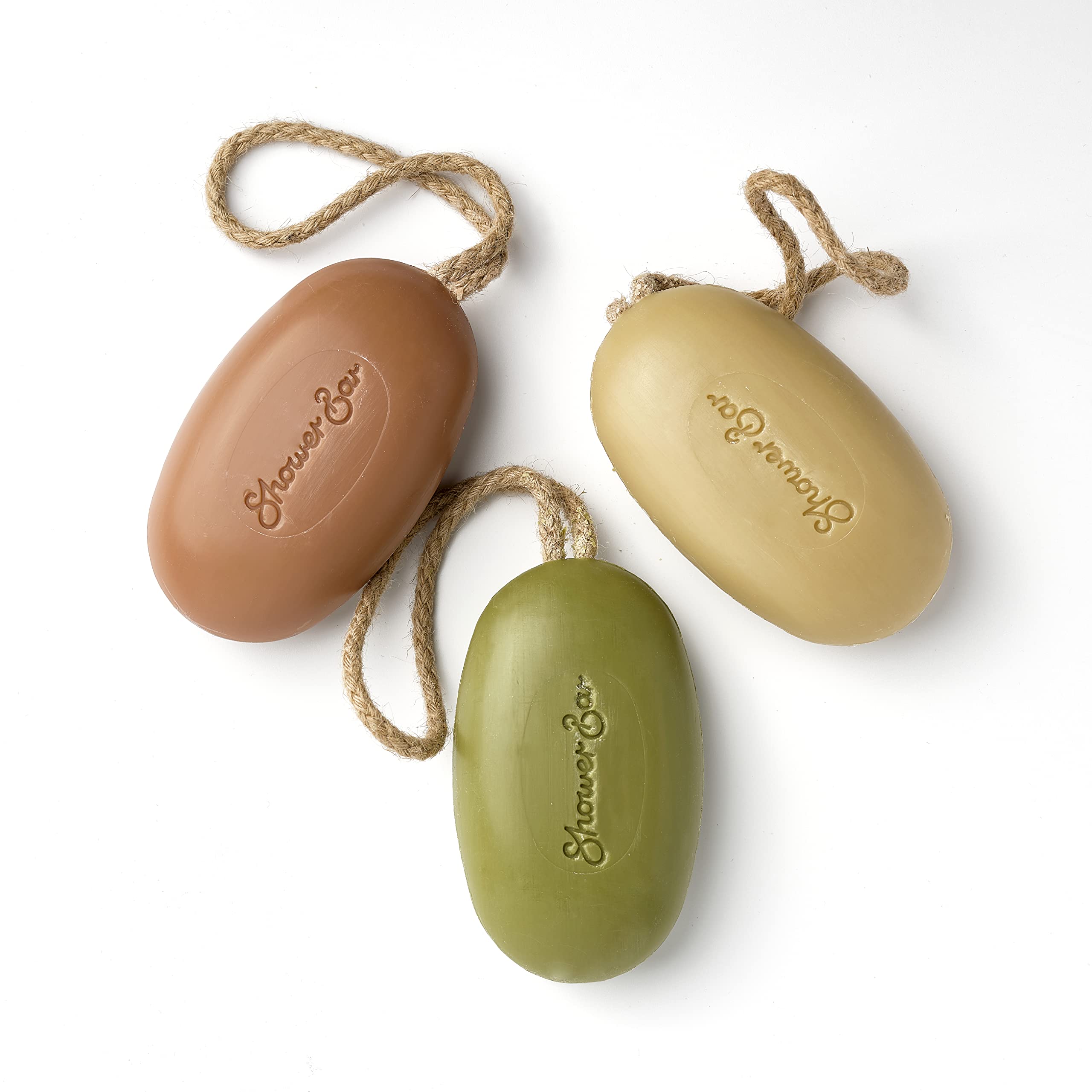 Shower Bar Natural Soap on a Rope Set - 3 Pack with Travel Case - 220g