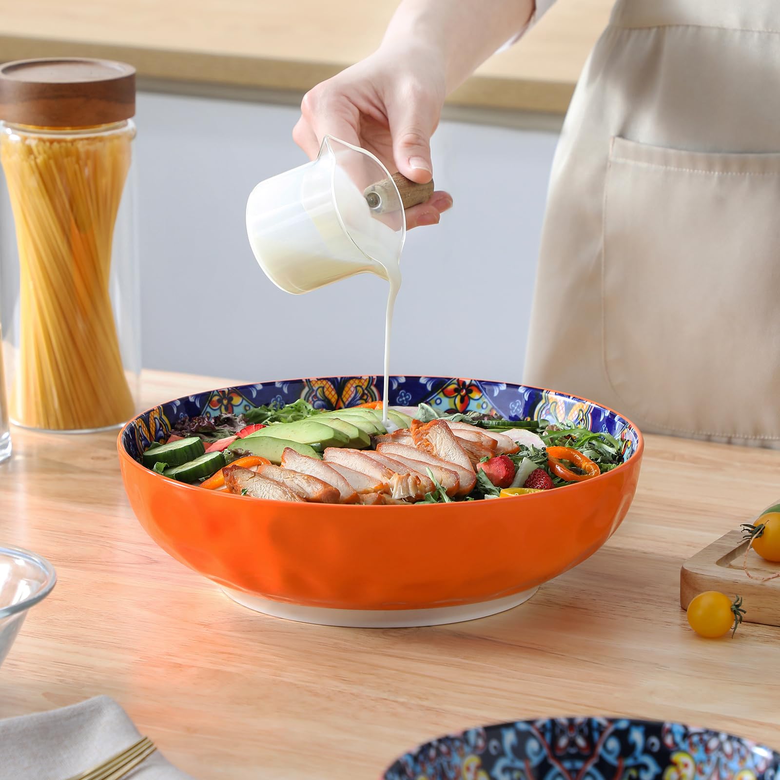 vancasso SIMI 78 oz Large Porcelain Salad Bowls – Set of 2 Serving Bowls