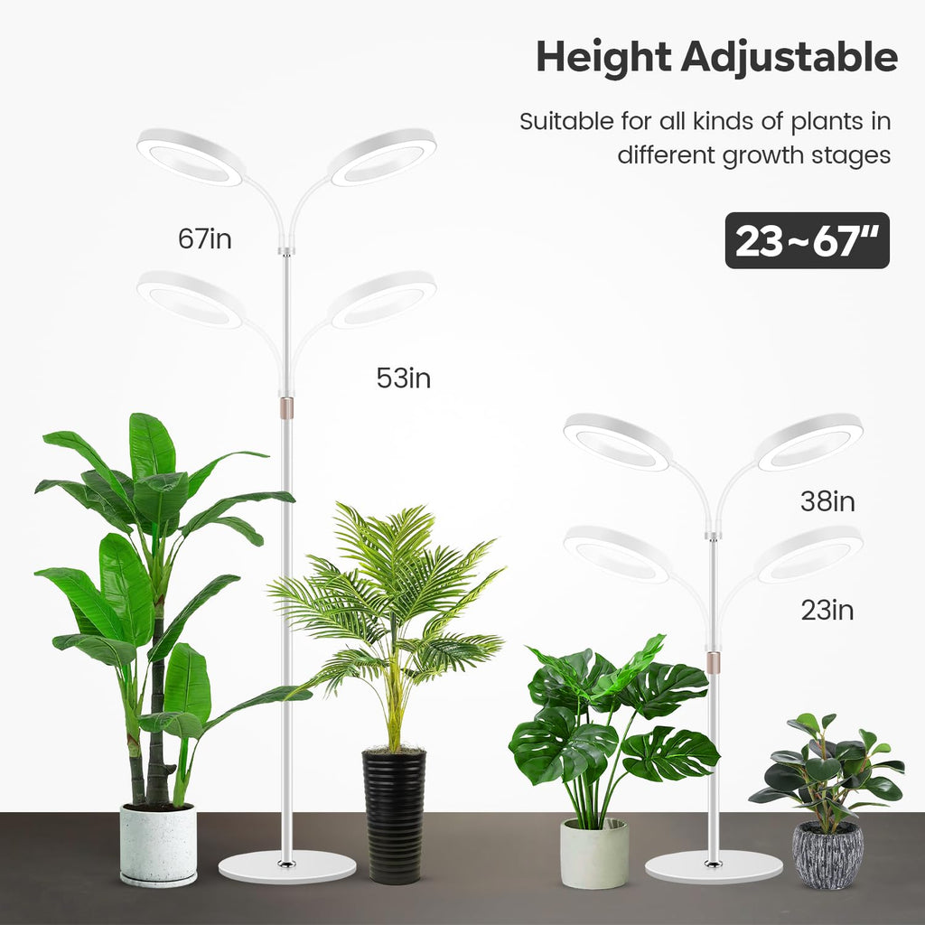 Garpsen Full Spectrum LED Grow Lights with Stand | Dual-Head 67" Adjustable