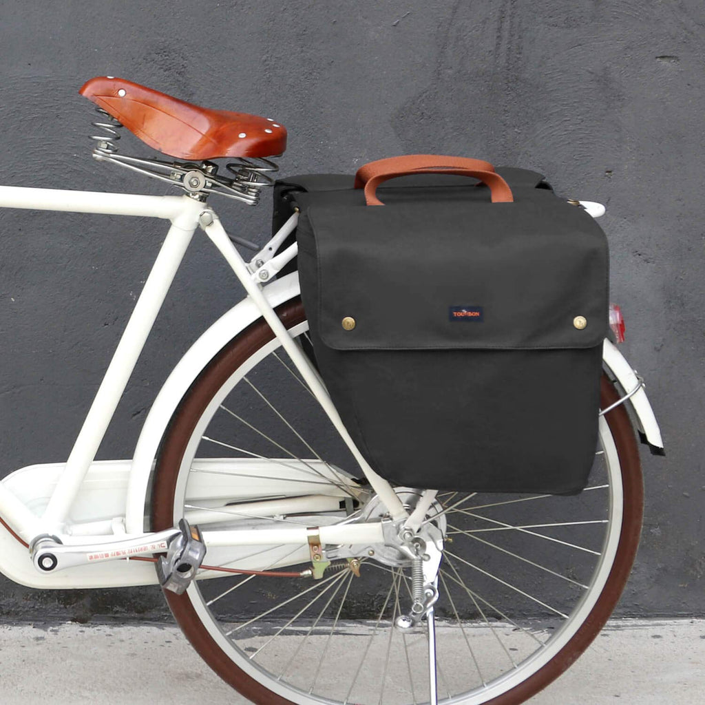 Tourbon Waterproof Canvas Double Bike Pannier Bag - Rear Seat Carrier