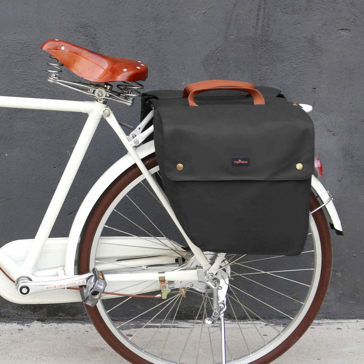 Tourbon Waterproof Canvas Double Bike Pannier Bag - Rear Seat Carrier