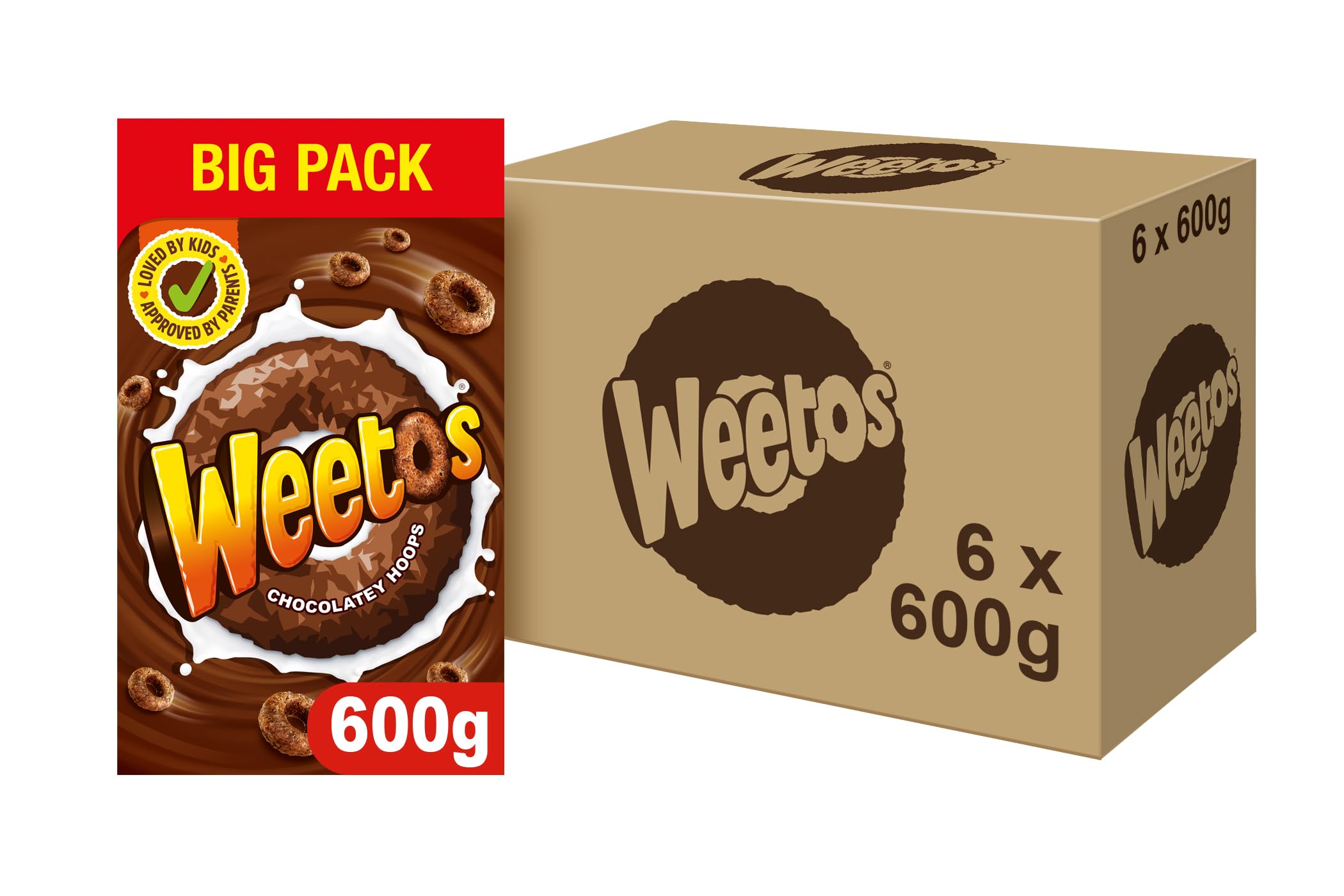 Weetos Chocolatey Hoops Cereal – Wholegrain & Vitamin Fortified (6 x 600g)