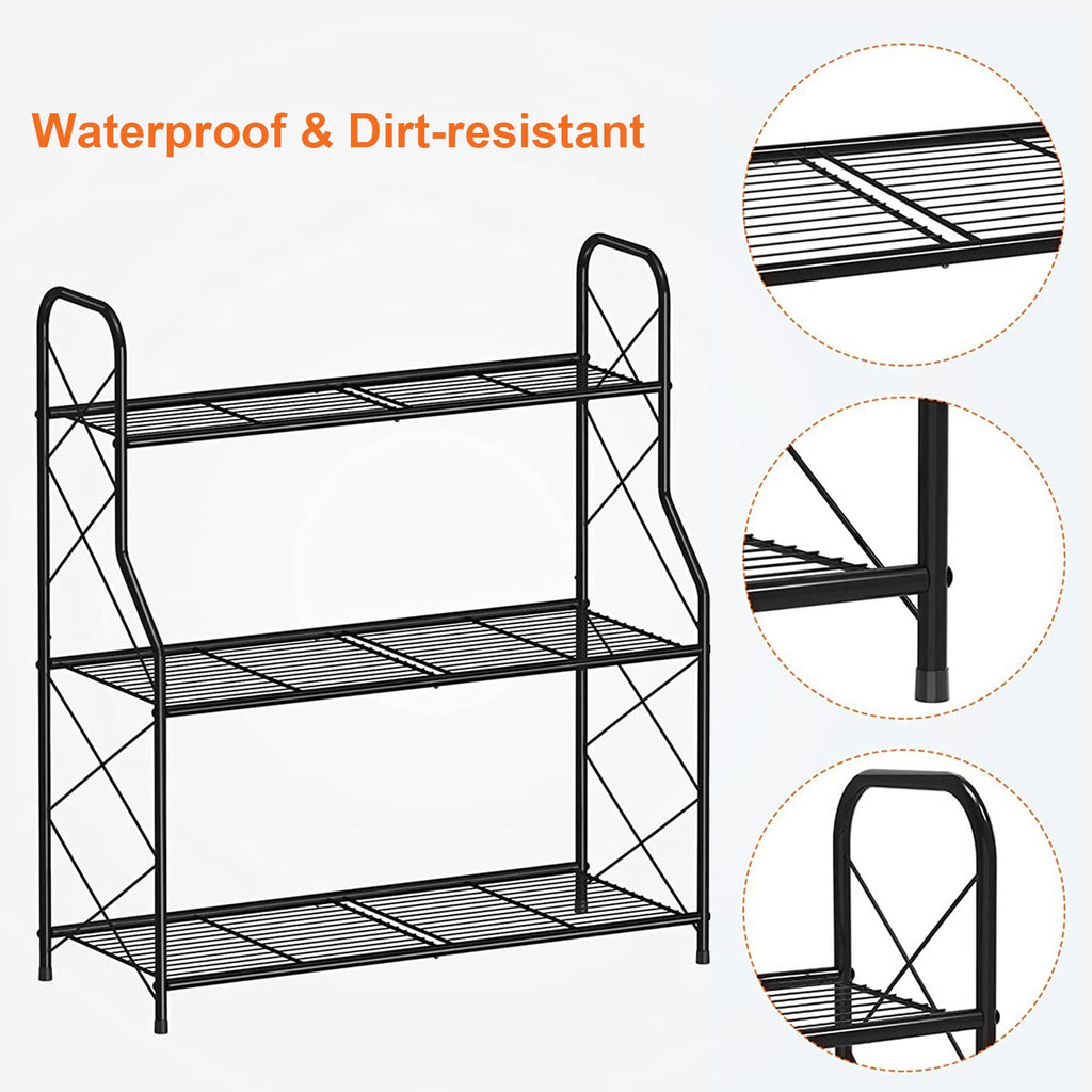 Mutool 3 Tier Metal Plant Stand – Wrought Iron Ladder Shelf for Indoor Outdoor