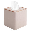 XNONE Square PU Leather Tissue Box Cover – Modern Napkin Holder, Beige