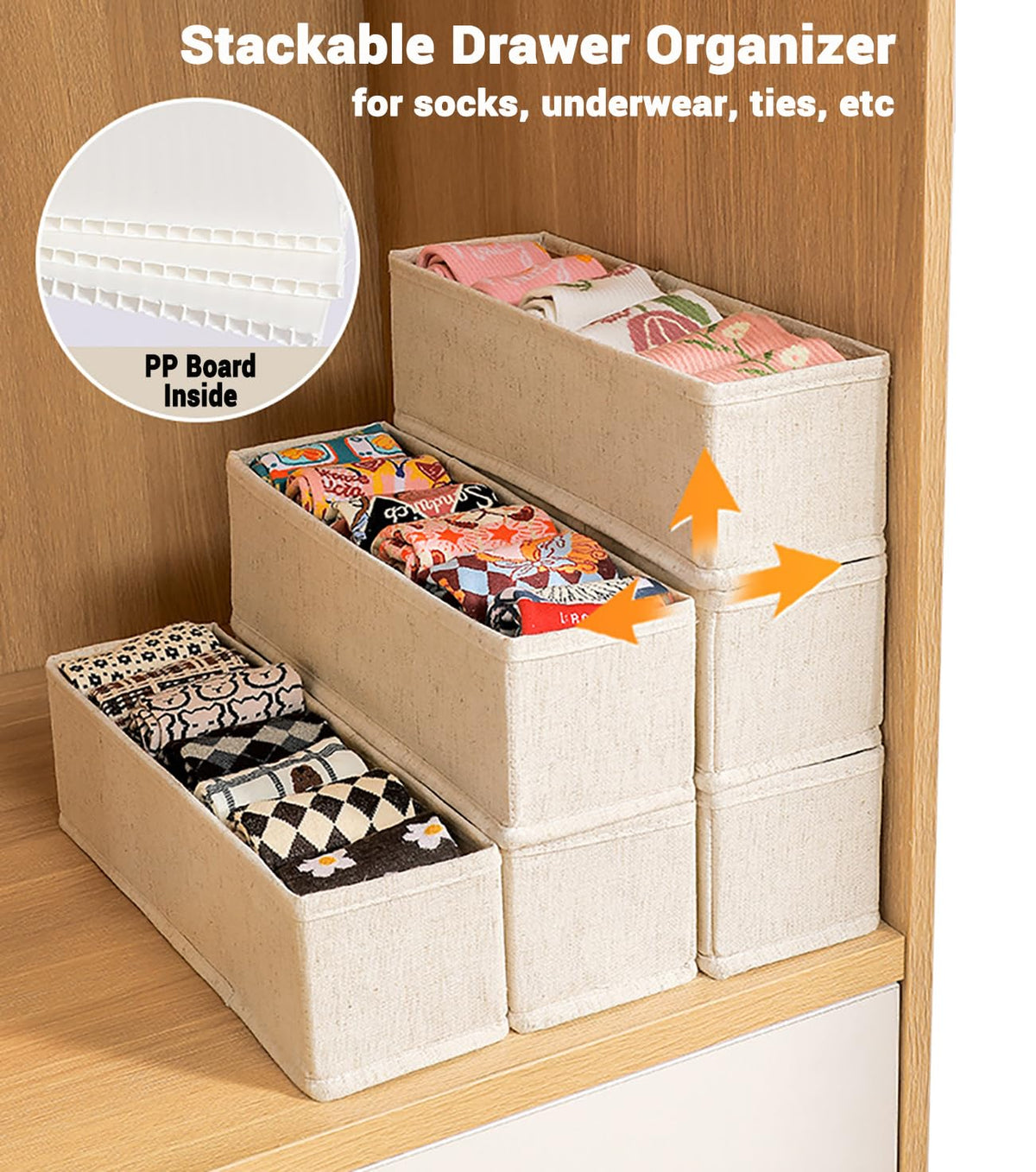 MURRI&MURRDI Mini Foldable Clothes Drawer Divider 6 Pack, Fabric Underwear Drawer Organizer, Small Wardrobe Sock Box - image 5