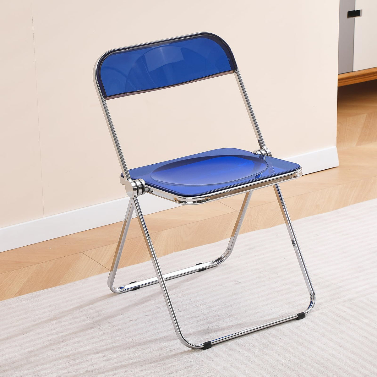 TAO ONE Acrylic Folding Chair Clear Morden Chrome Chair-Blue - image 1