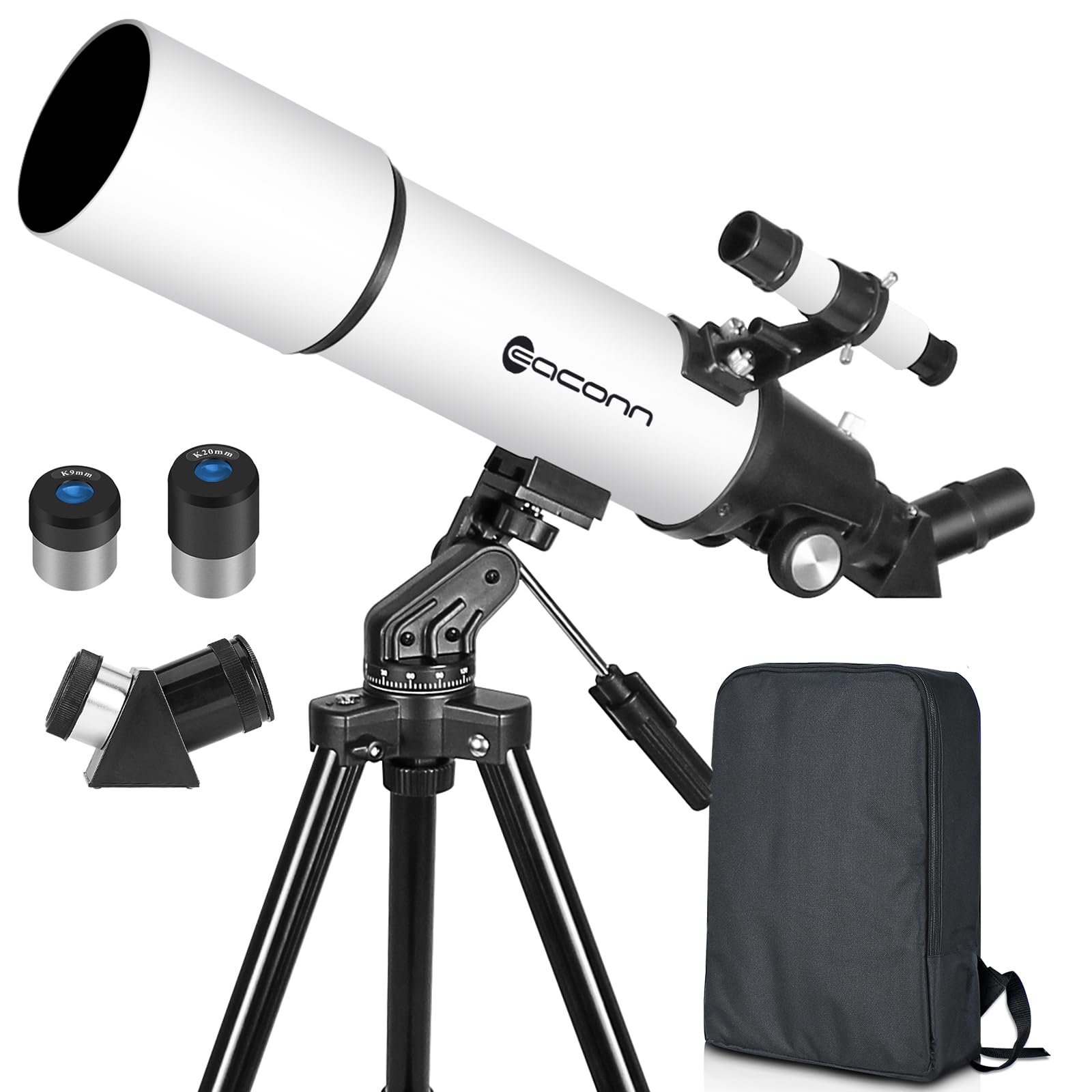 80mm Refractor Telescope for Adults & Beginners with Backpack