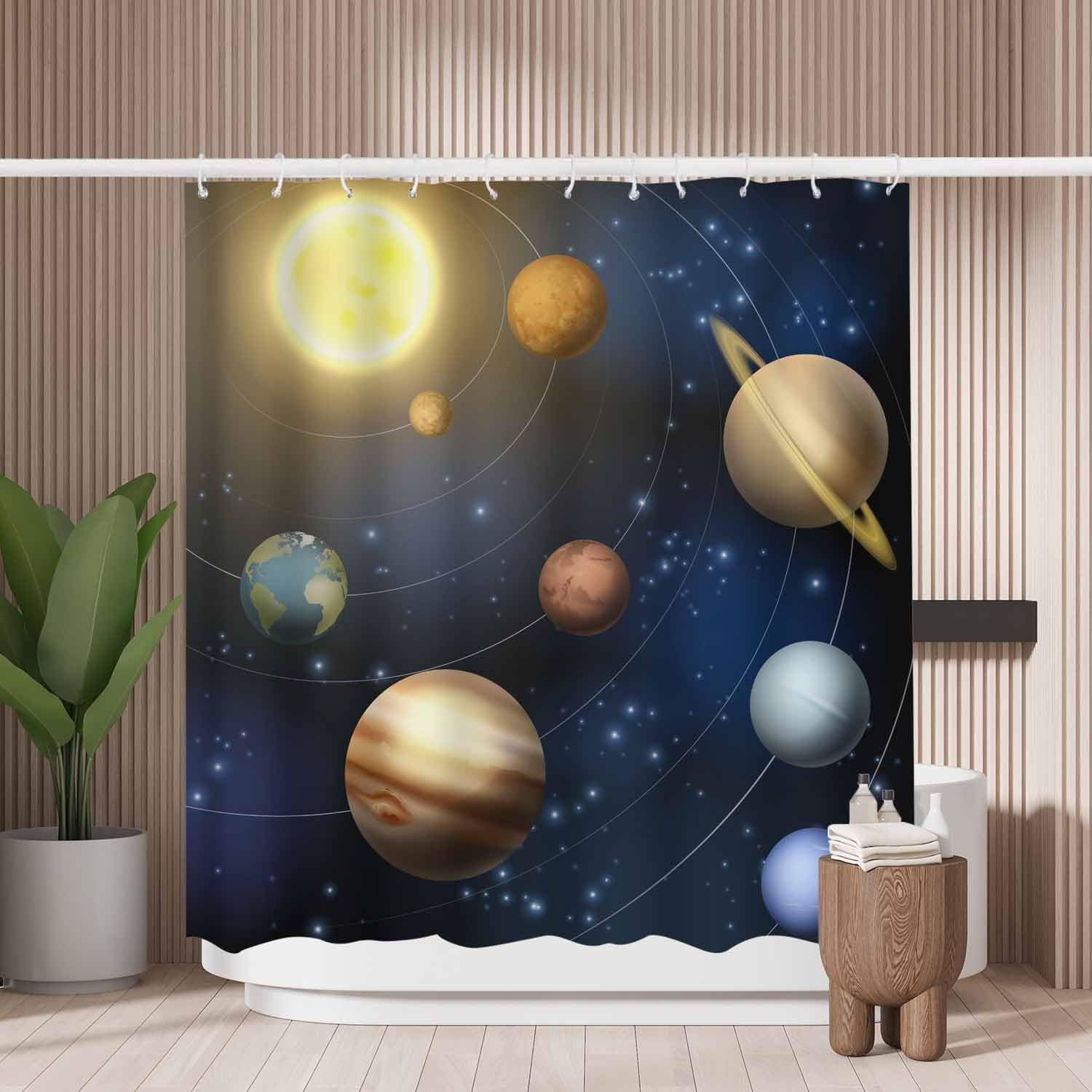 Solar System Shower Curtain | Mold Resistant Polyester 180x180cm