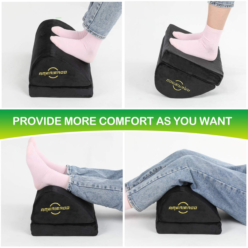 AMERIERGO Adjustable Memory Foam Foot Rest – Ergonomic Under Desk Stool