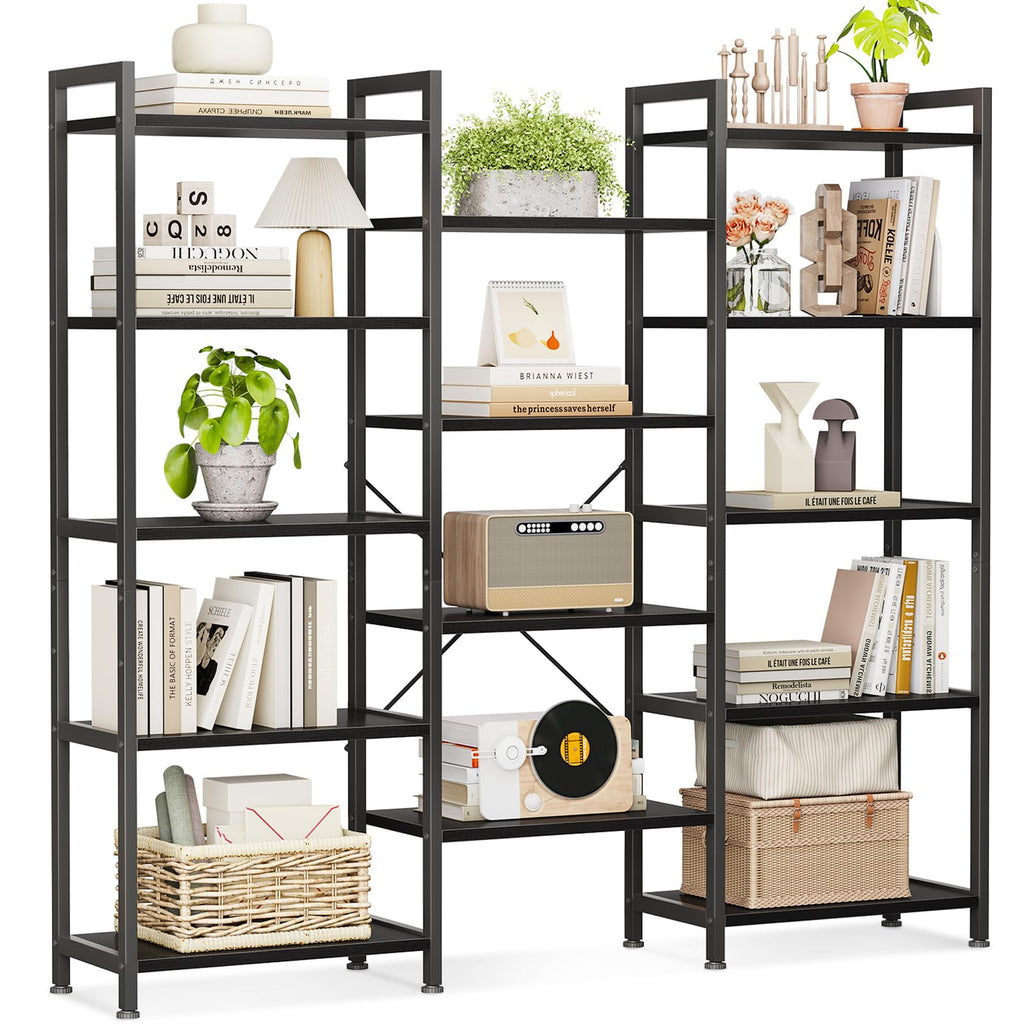 Coleshome 5-Tier Book Shelf, Industrial Bookcase, 146cmx126cm, Black - image 1