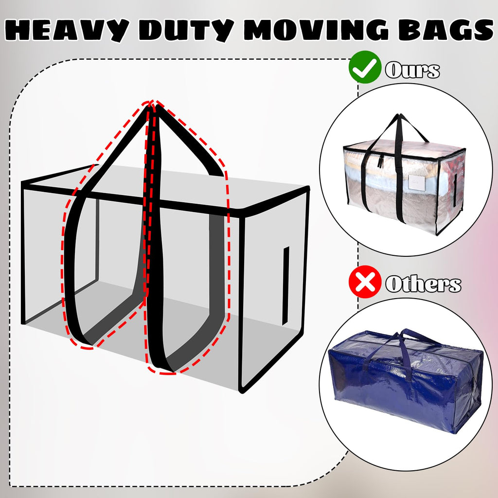 Dntorx 6 Pack Large Moving Bags – Heavy Duty Storage Totes with Lids