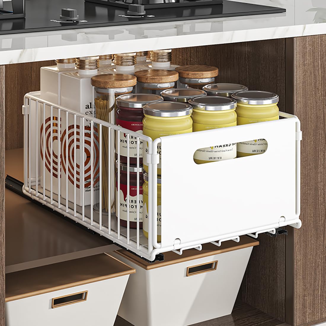 YunNasi Pull Out Cabinet Organizer | Carbon Steel Sliding Drawer Shelf
