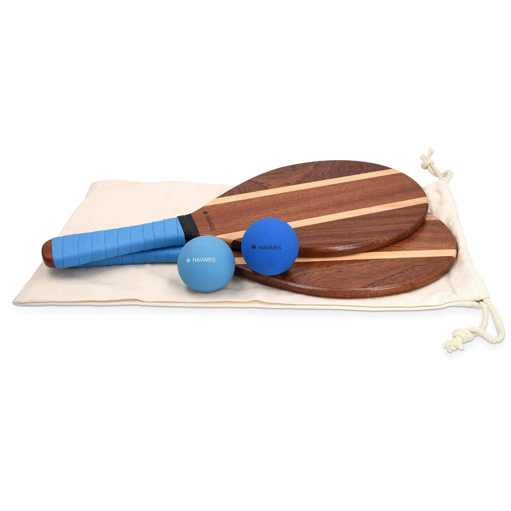 Navaris Frescobol Beach Rackets Set – 2 Varnished Wooden Paddles
