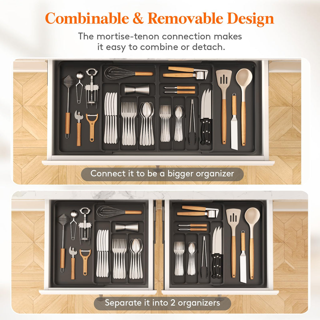 Lifewit Extra Large Cutlery Drawer Organiser | Expandable Utensil Tray