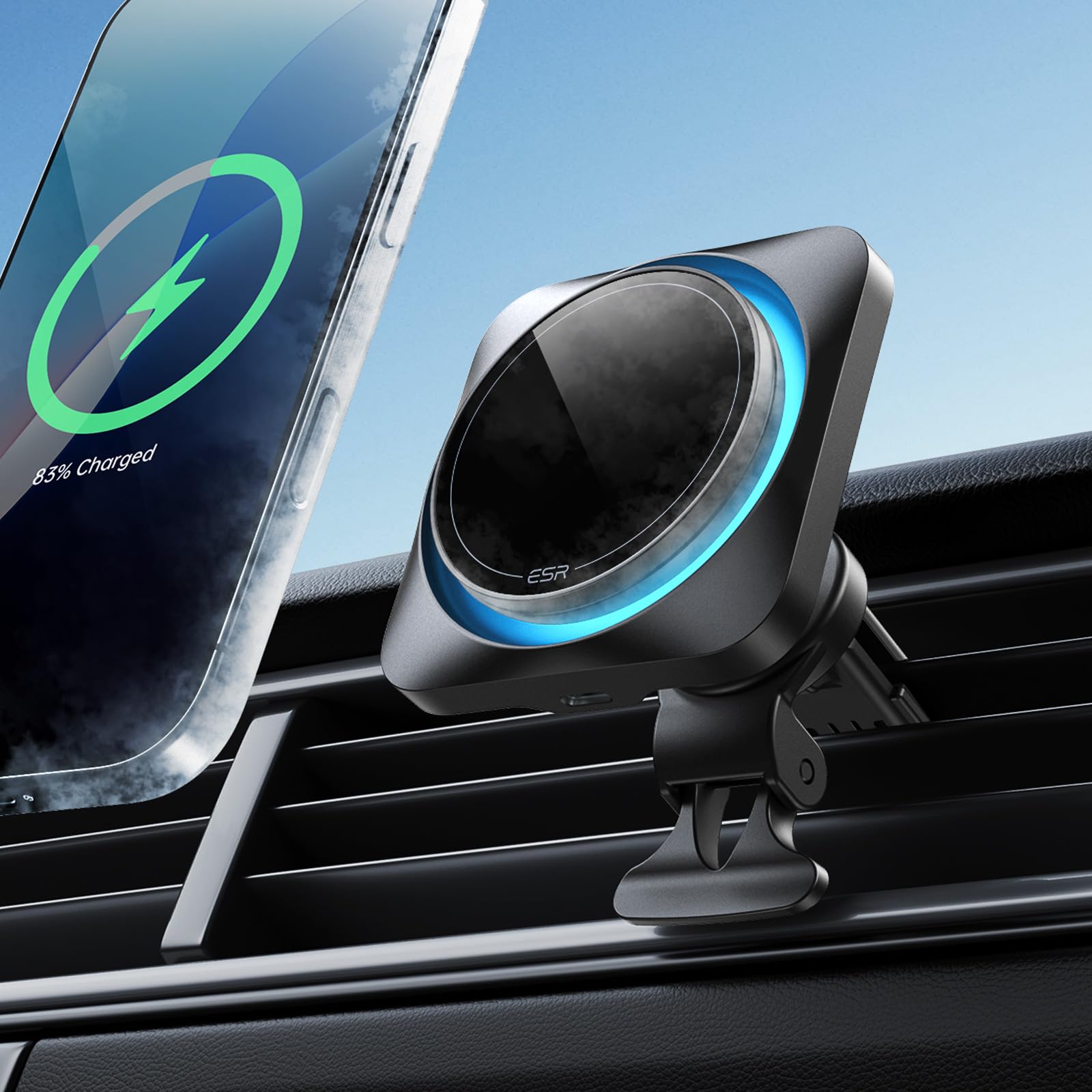 ESR MagSafe Car Mount Charger with CryoBoost Cooling – iPhone & Galaxy