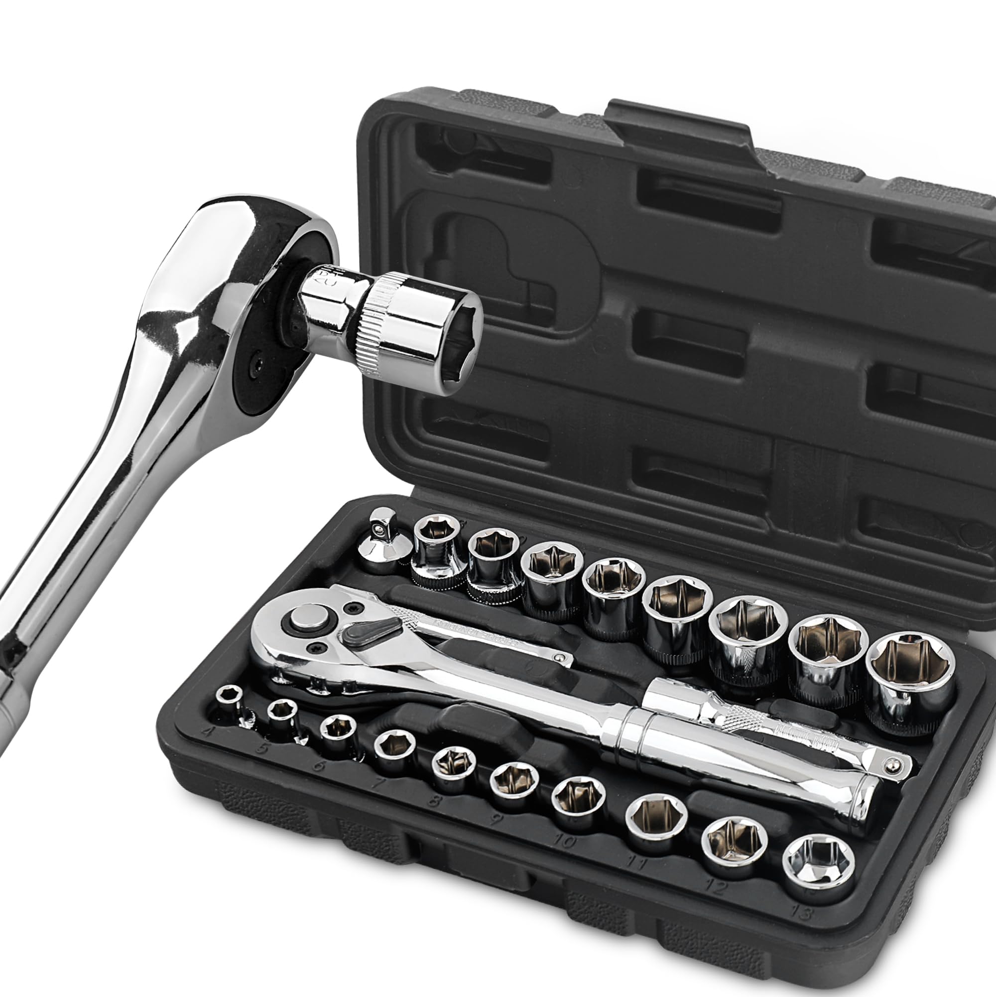 Hi-Spec 22-Piece Metric Socket Set | 1/4 & 3/8 Drive Ratchet Kit