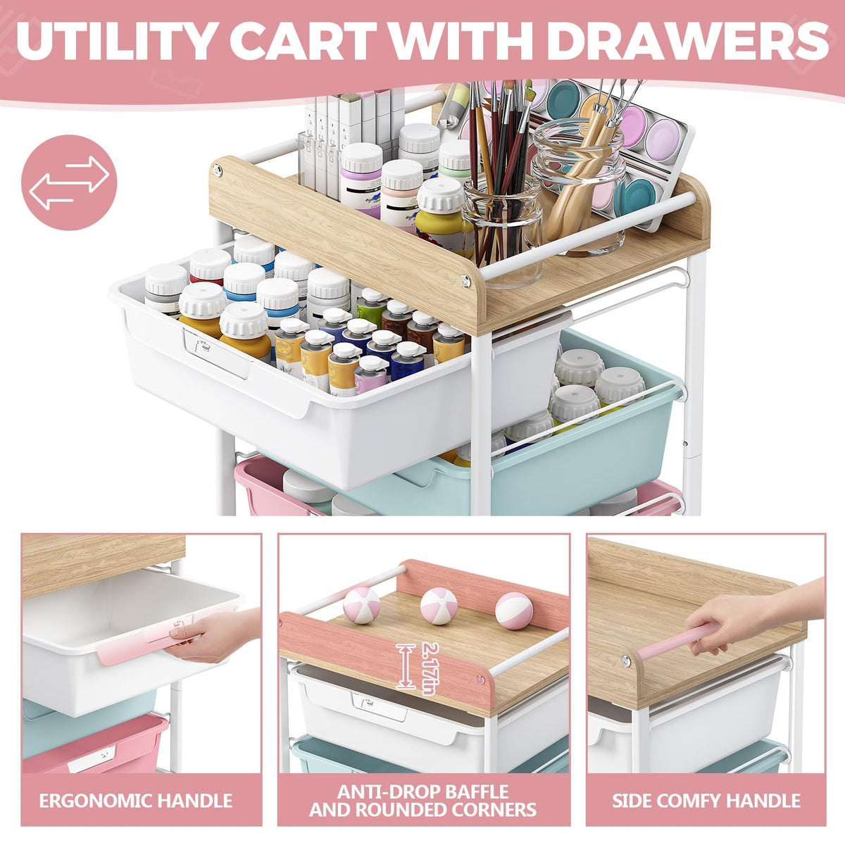 SYKIARIOL 6-Drawer Storage Cart - image 3